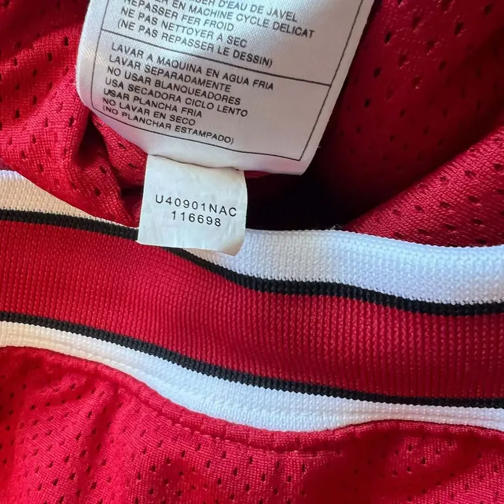 Vintage 80s/90s OG Air Jordan Wings Mesh Basketball Shorts Red & White Size L